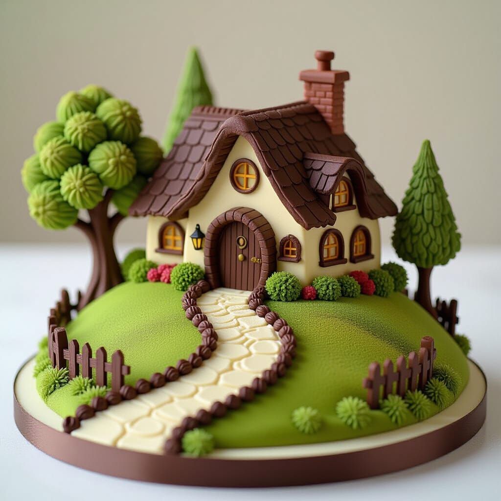 Chocolate Sculpture of Bag End in Detailed Food Art Style