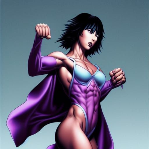 Muscular Woman in Nightgown: Comic Book Art