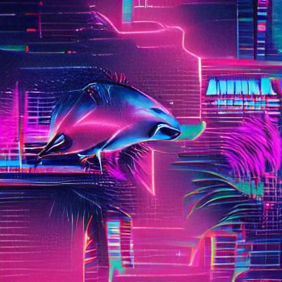 Synthwave Animal in Neon Retro Style