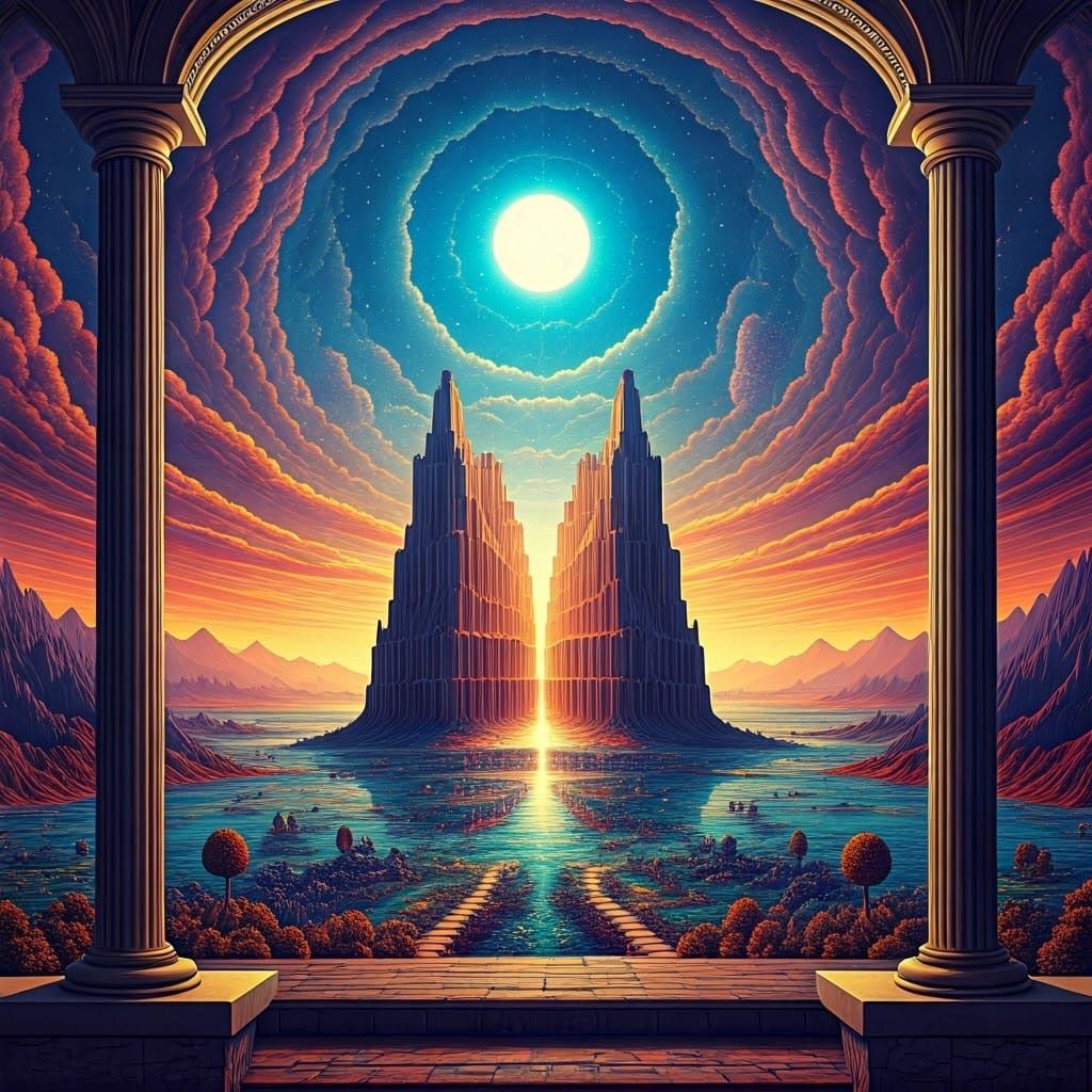 Surreal Landscape in Psychedelic Quadrophenia Style