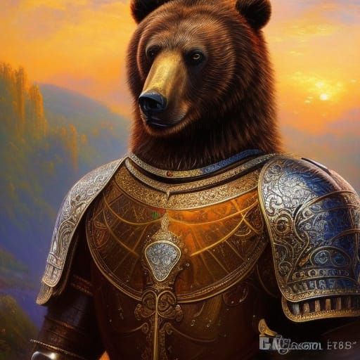 Handsome Bear Knight in Ornate Armor