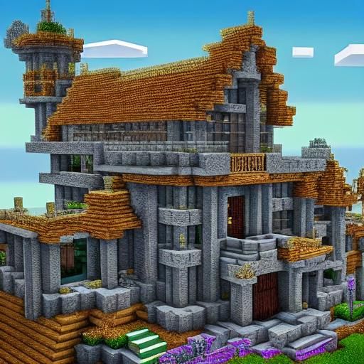 Epic Minecraft House: Cinematic Digital Matte Painting