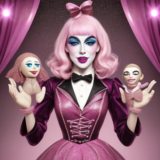 Glitter Pink Puppets of a Bizarre Sideshow