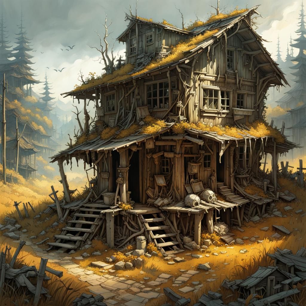 Eerie Village Built on Bones: Fantasy Masterpiece