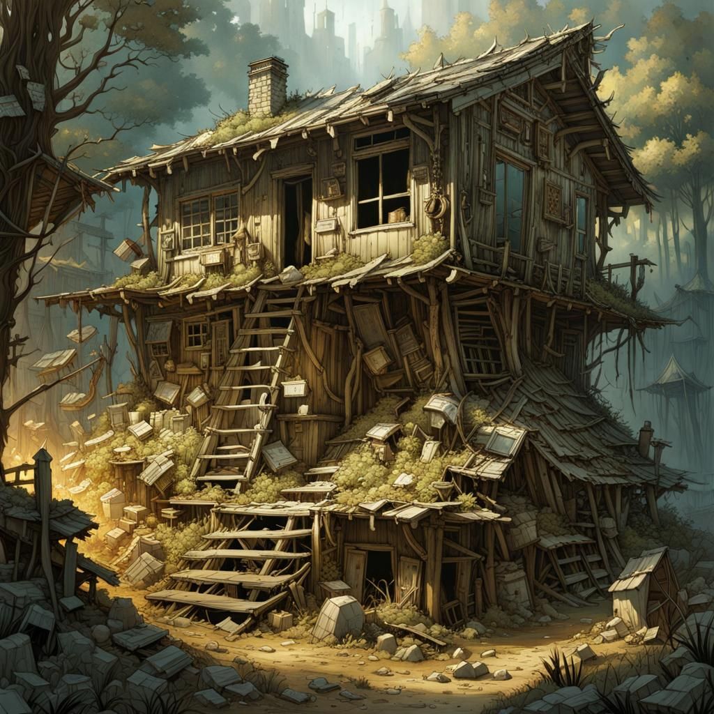 Eerie Countryside Village with Human Remains