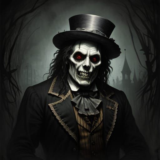 Mad Hatter in Dark, Creepy Horror Art