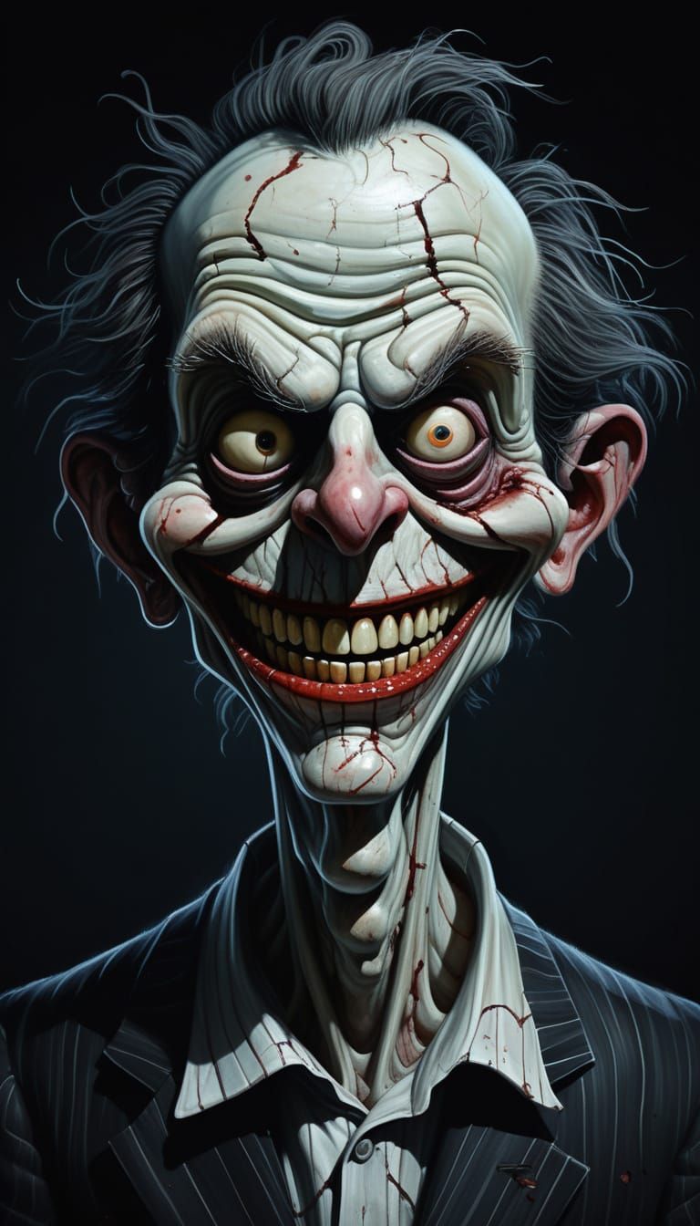 Macabre Digital Painting of Grotesque Caricature Portrait