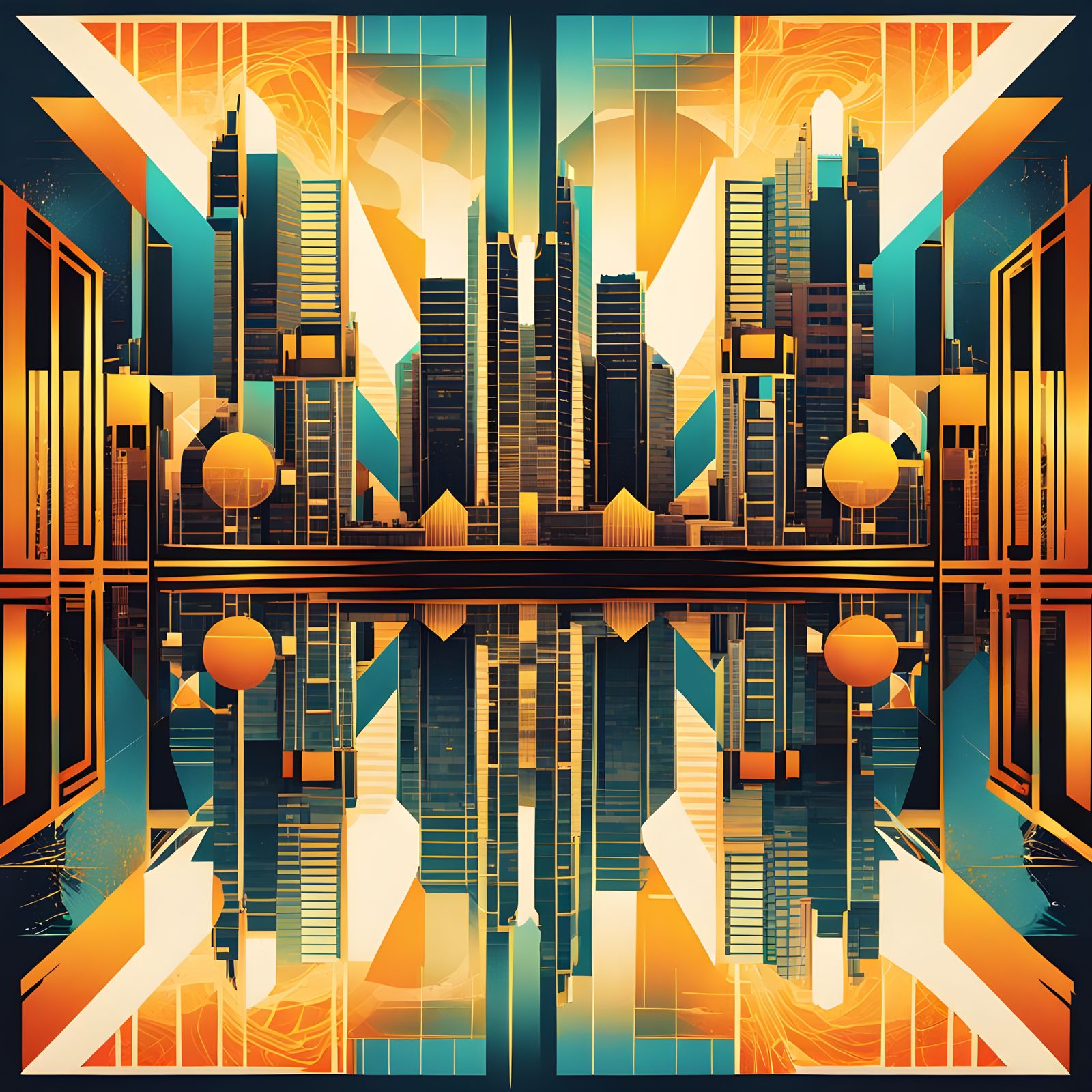 Geometric Bauhaus City Pop Art Vinyl Sticker