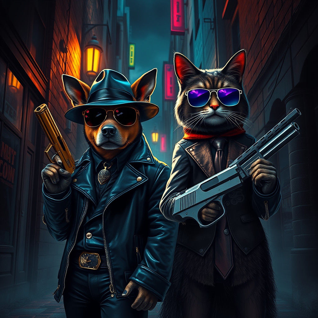 Gangster Dog and Cat in Robman Alleyway