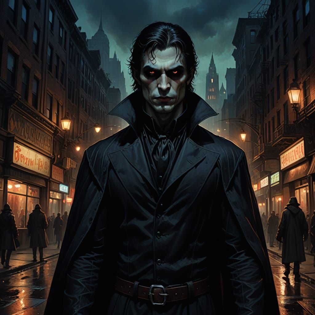 Vampire in Brooklyn Streets With Ethereal Glow