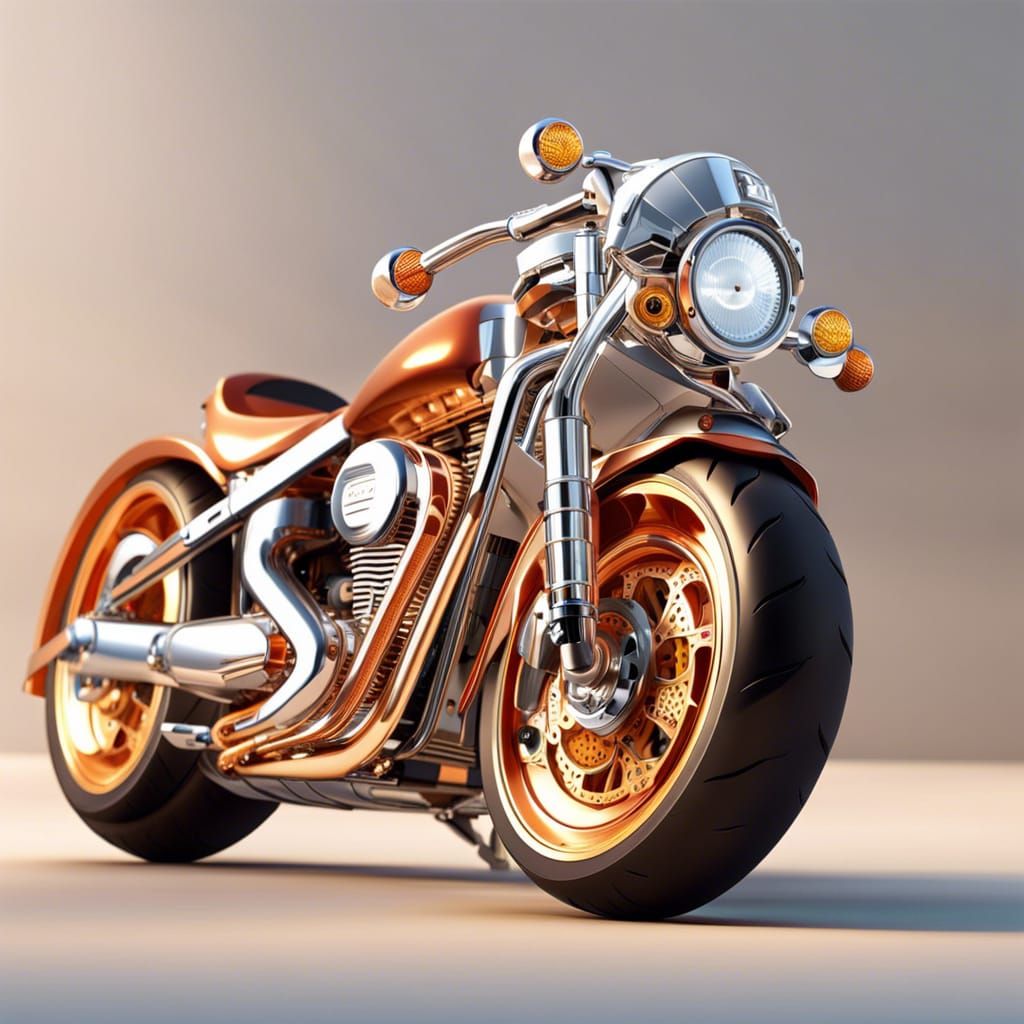 Detailed Motorcycle Statue in Dynamic Lighting