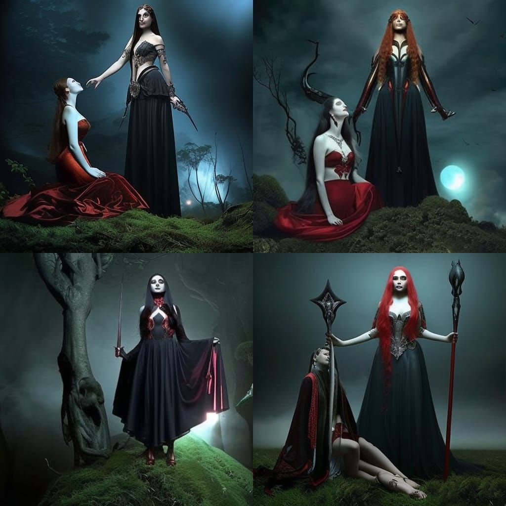 Beautiful witch and Baphomet as a goddess