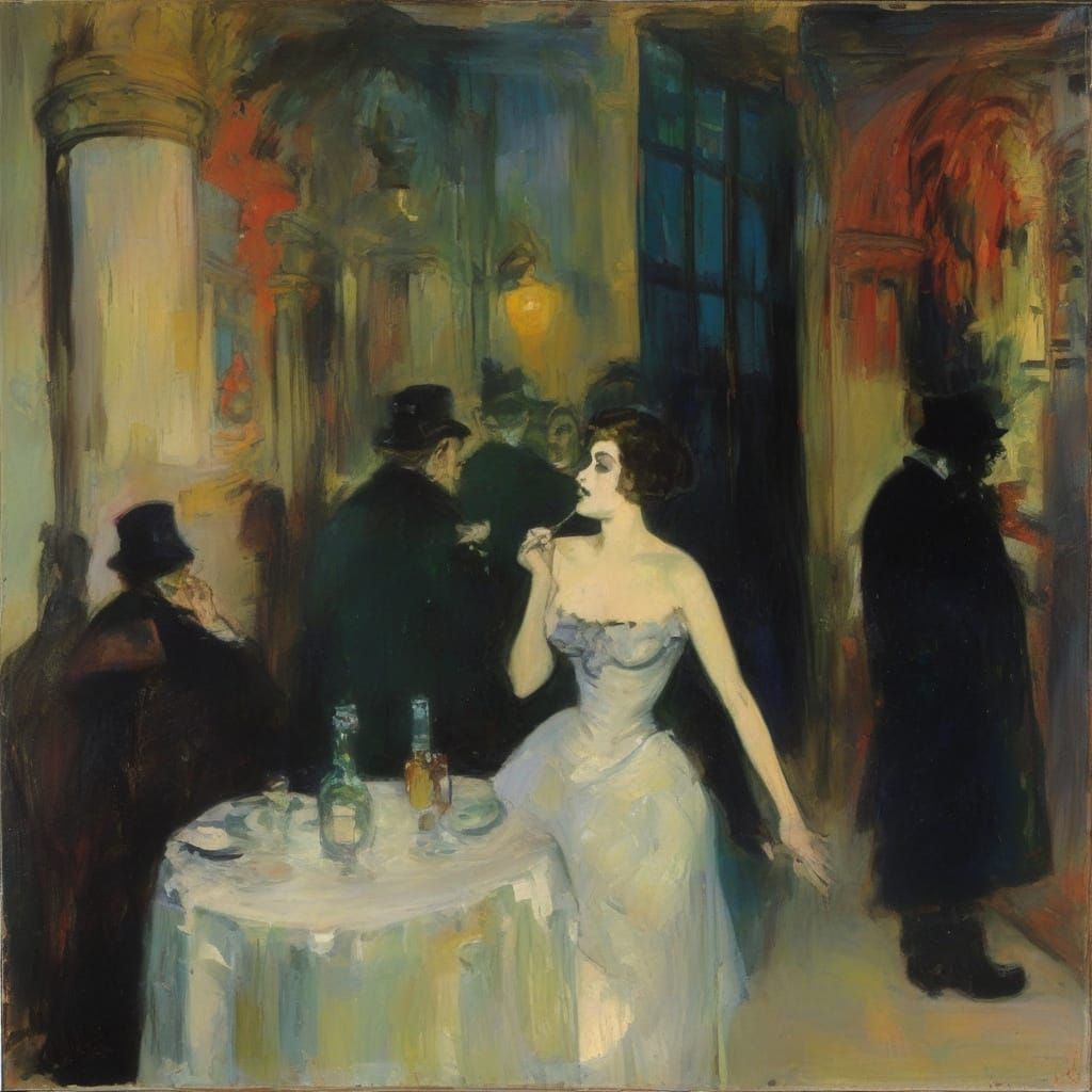 Vampire in Night Tavern: Inspired by Van Dongen & Vrubel