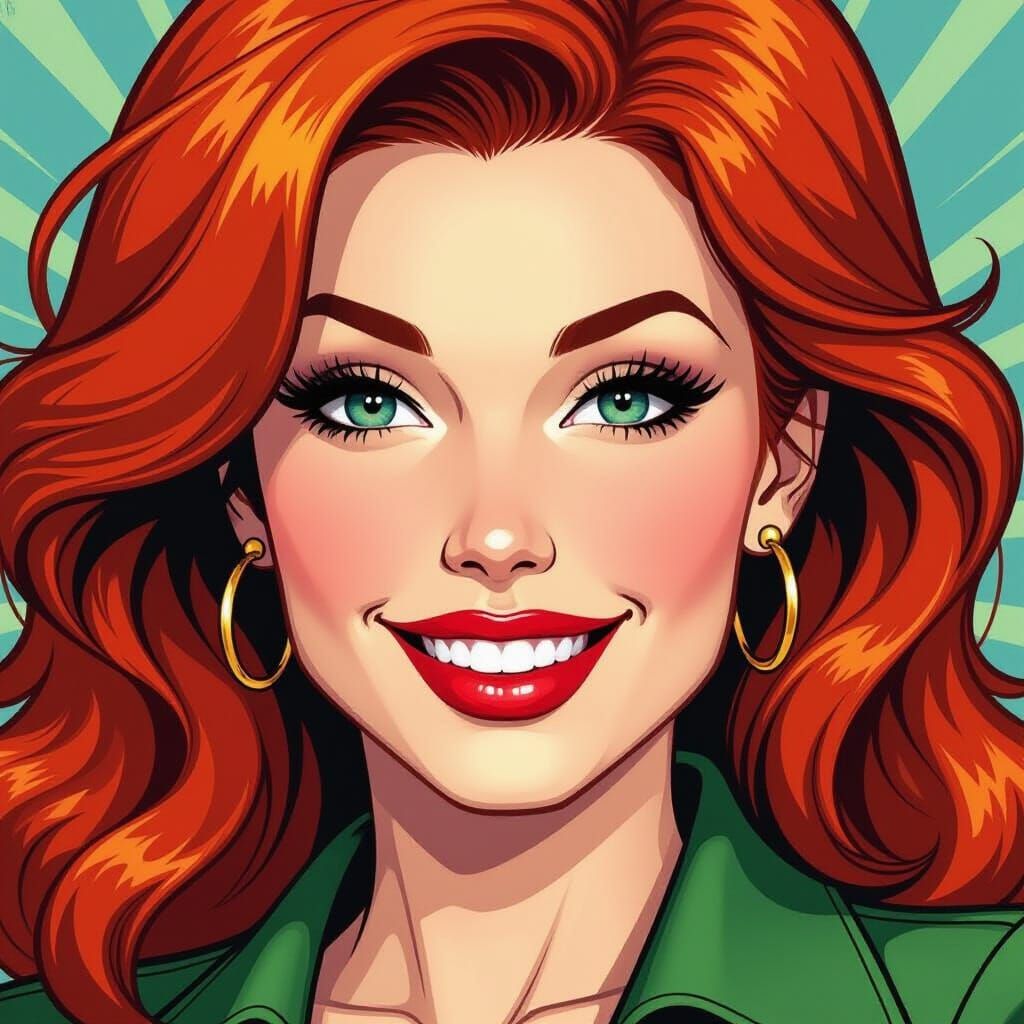 Mary Jane Watson Smiling Captivatingly in Comic Art Style