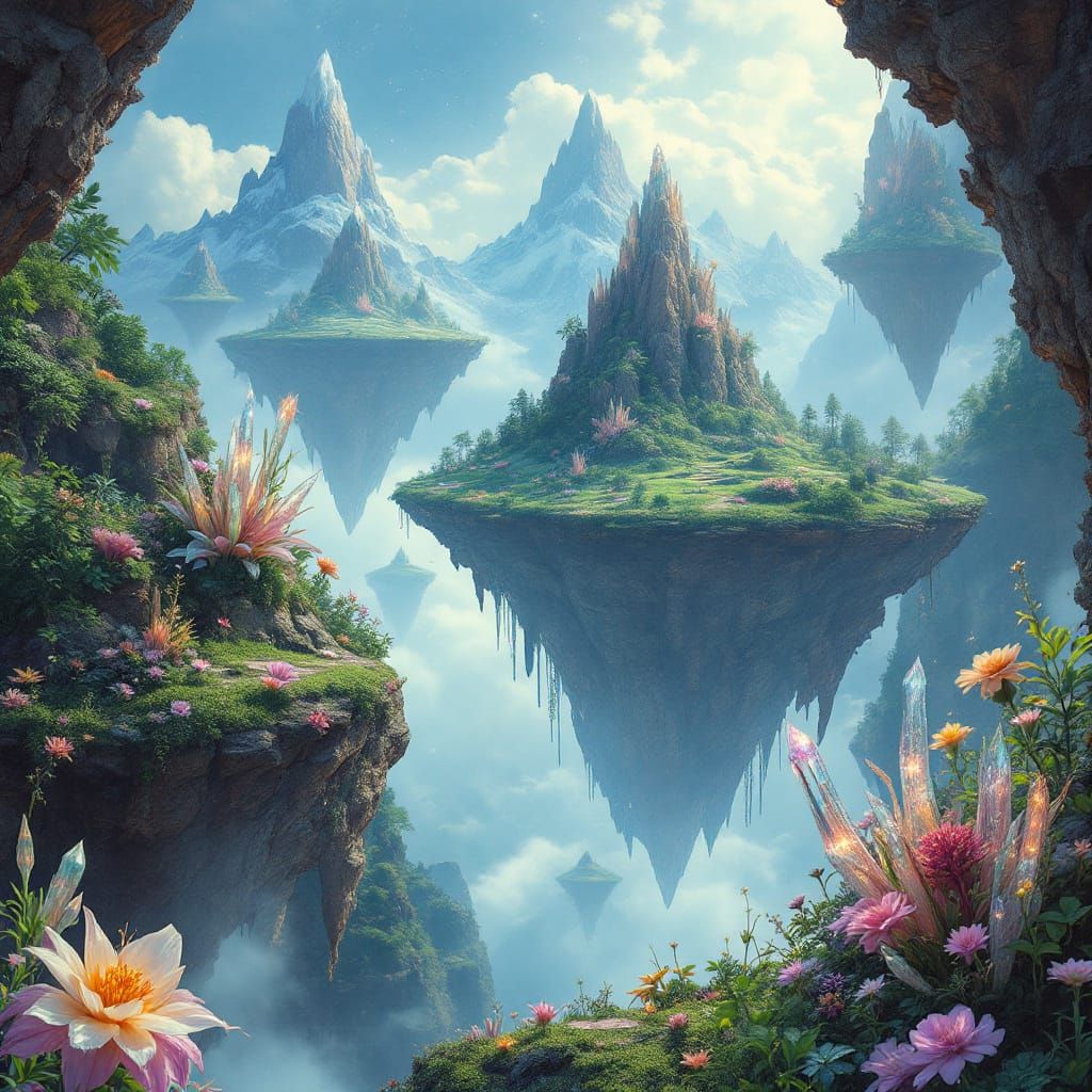 Ethereal Floating Islands with Upside-Down Mountains