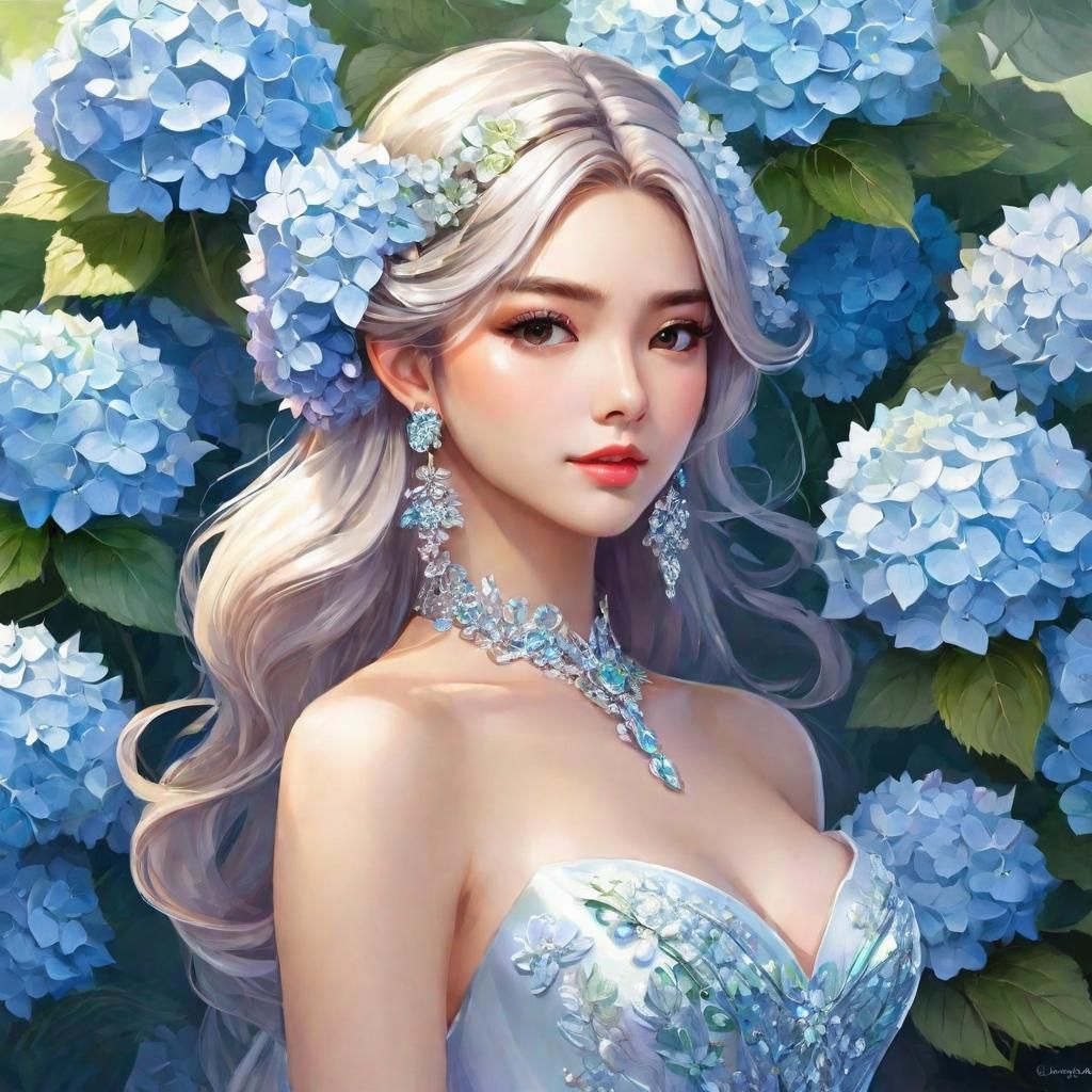 Anime Princess with Flowers and Painterly Shading