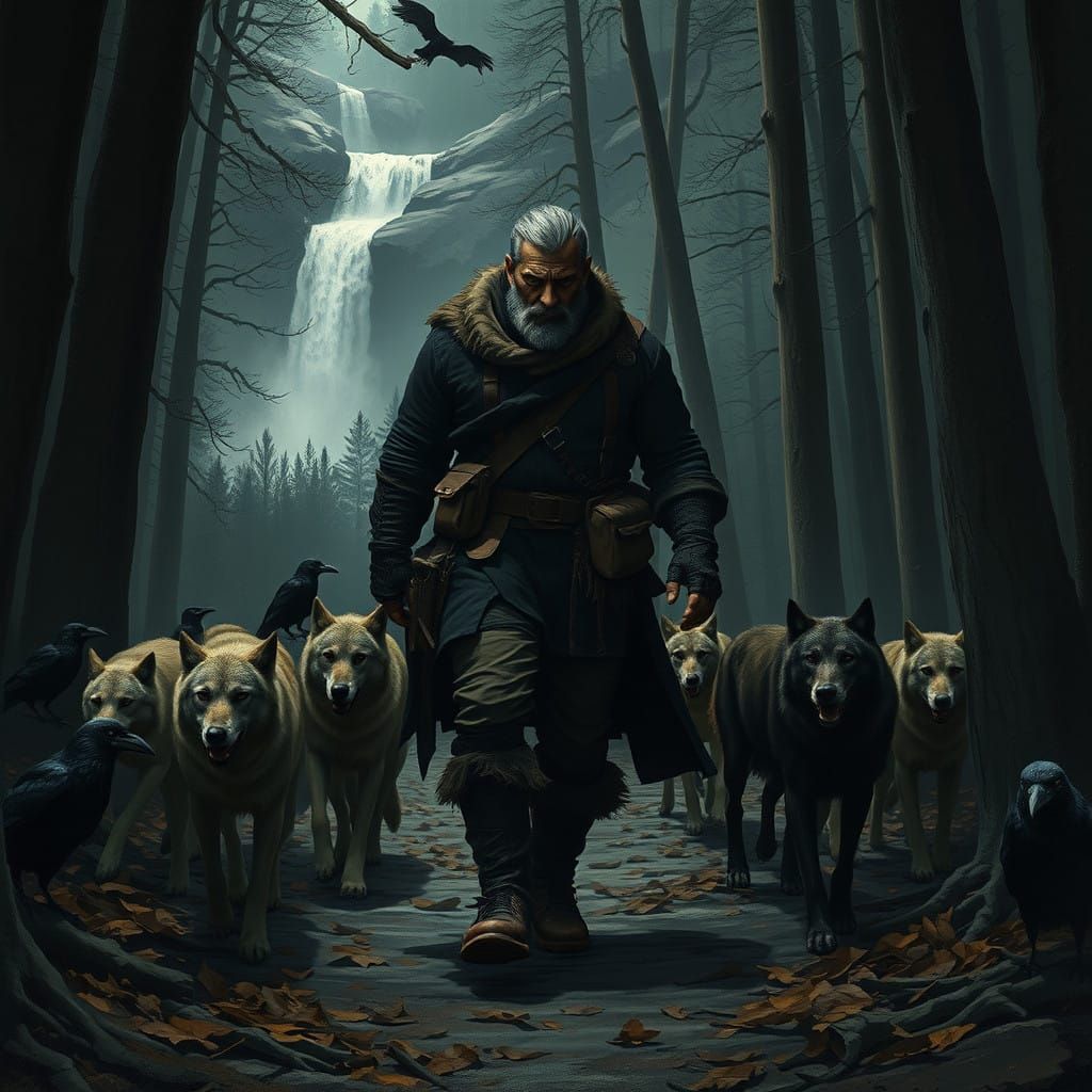 Stoic Figure Walks Unperturbed Through Forest Glade