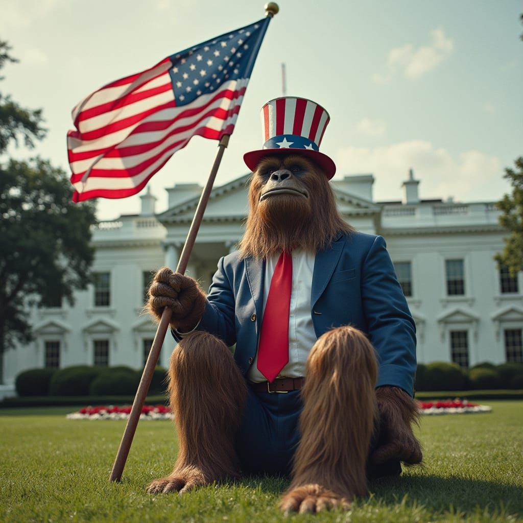 Bigfoot Sits on Trump at White House