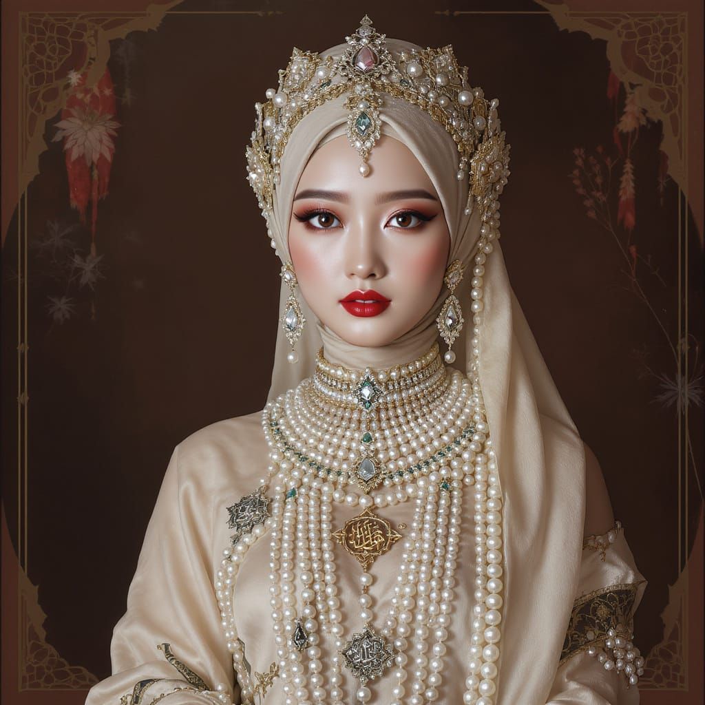 Elegant Hijab with Pearl Wig & Body Chain