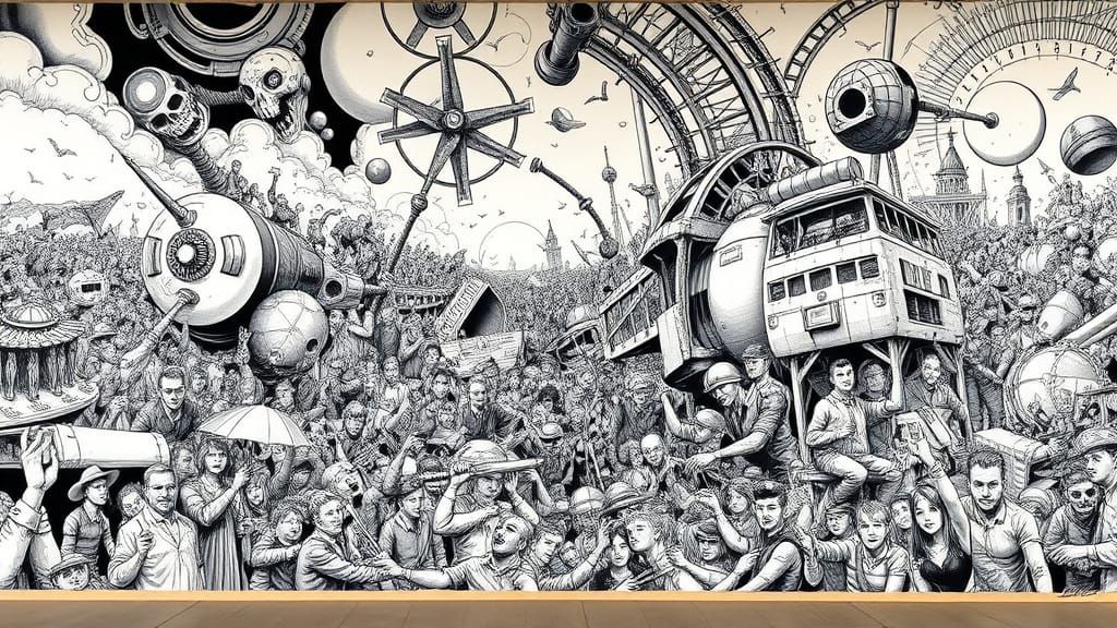 Chaotic Mural in Style of Kim Jung Gi and Picasso