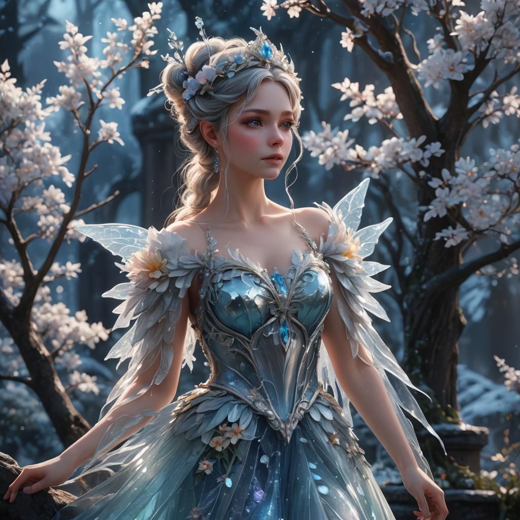 Opalescent Ice Fairy Princess in Detailed Digital Art