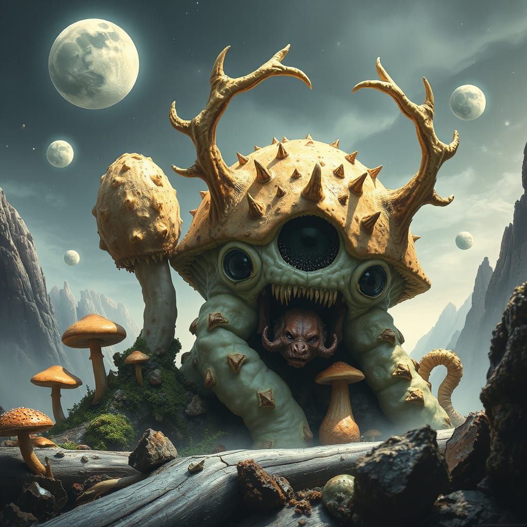 Alien Exoplanet Life: Hybrid Species Scientific Illustration