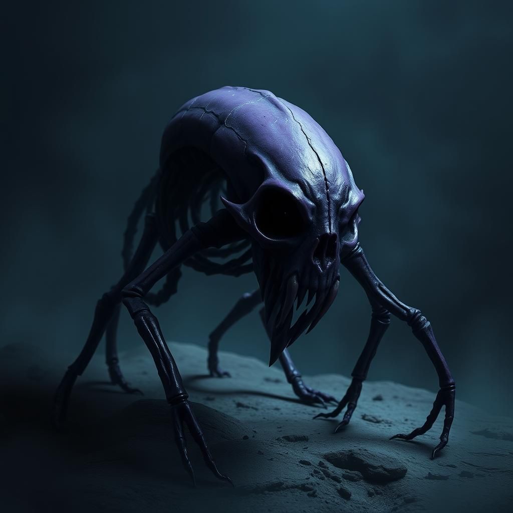 Mystical Purple Skull Crawler in Dark Fantasy Style