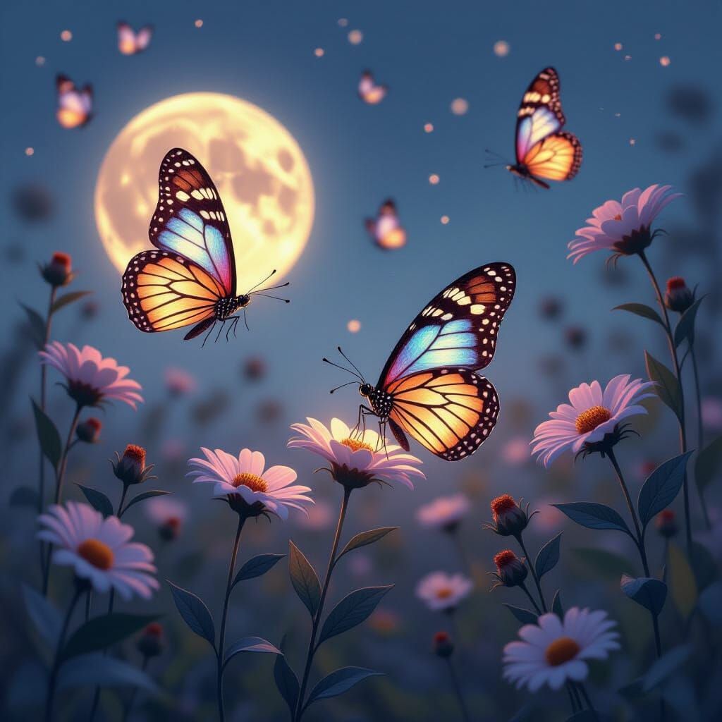 Twilight Butterflies and Moths in Dreamy Symbolic Style