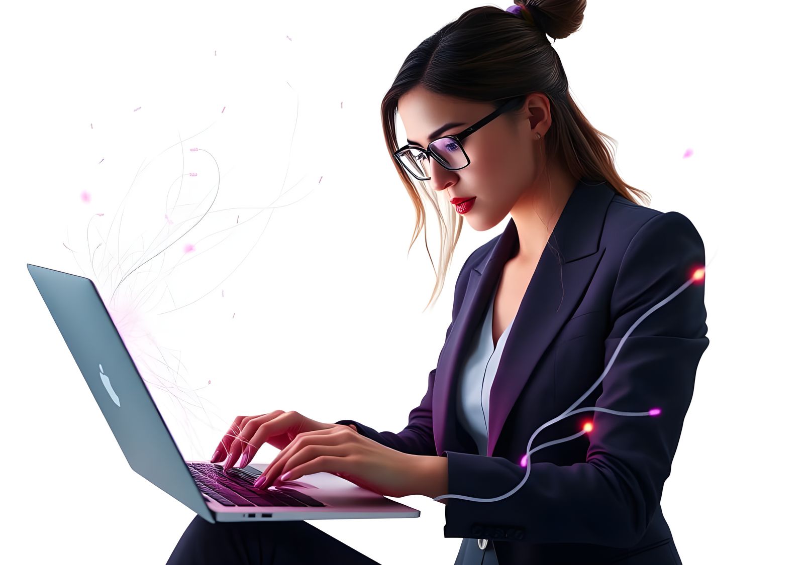 Business Lady with Laptop: Fantasy Concept Art