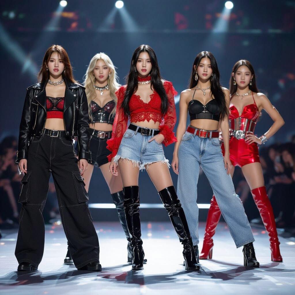 K-Pop Group Performance in Manga Style