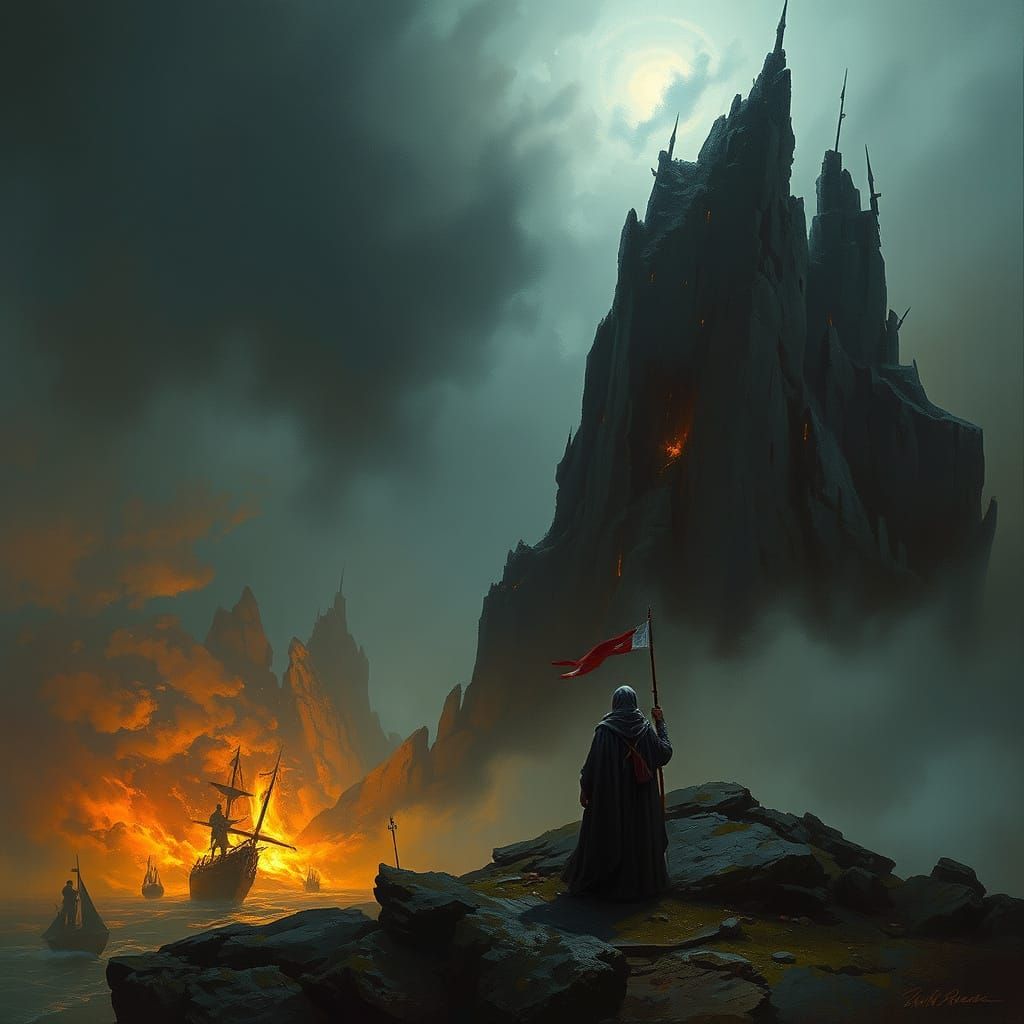Epic Fantasy Landscape, Dark Fantasy Illustration