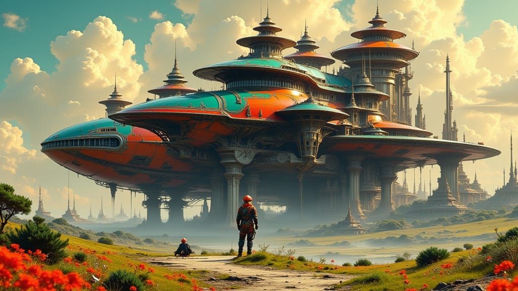 Exoplanet Terraforming Machine in Art Nouveau Style