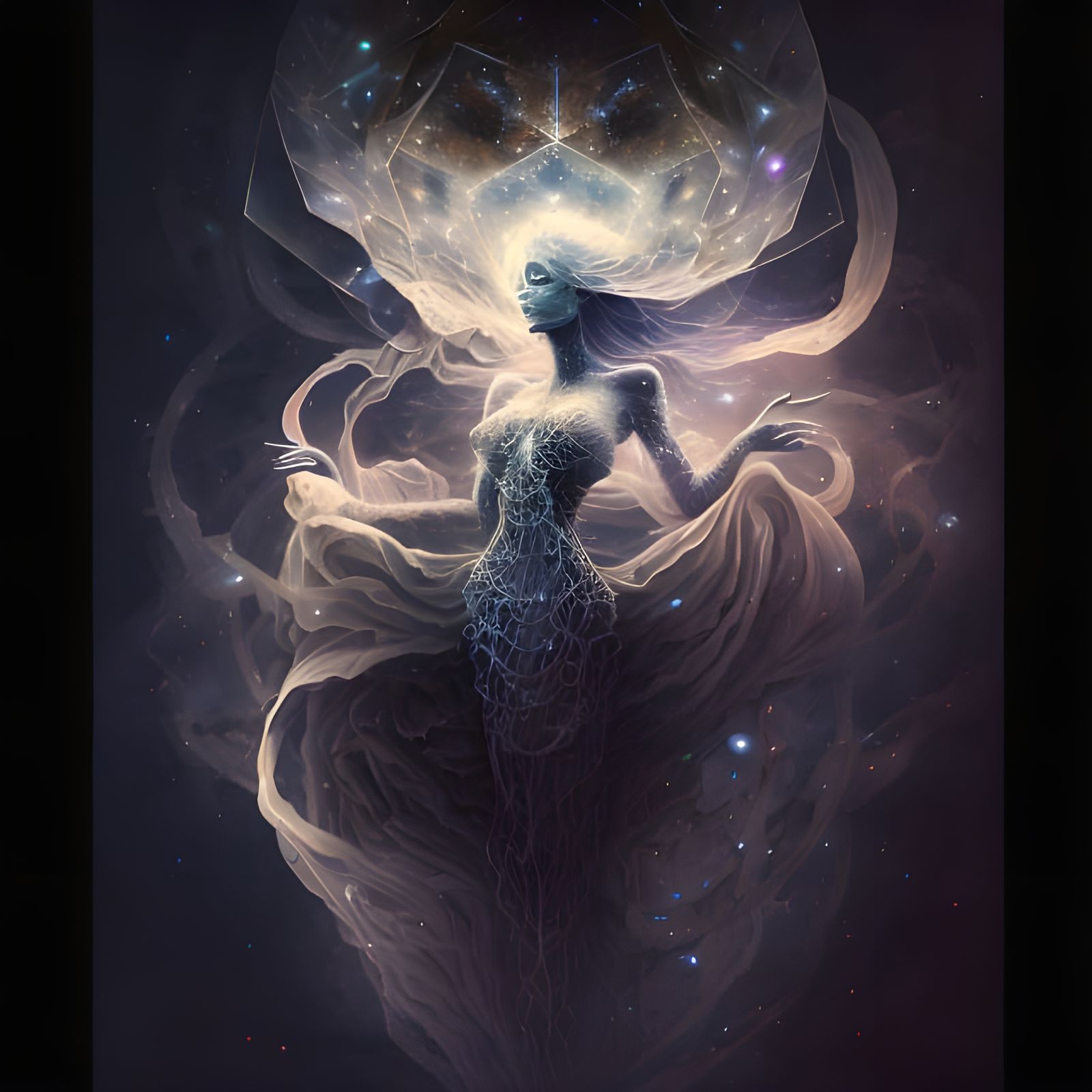 Cosmic Goddess in Stardust Gown