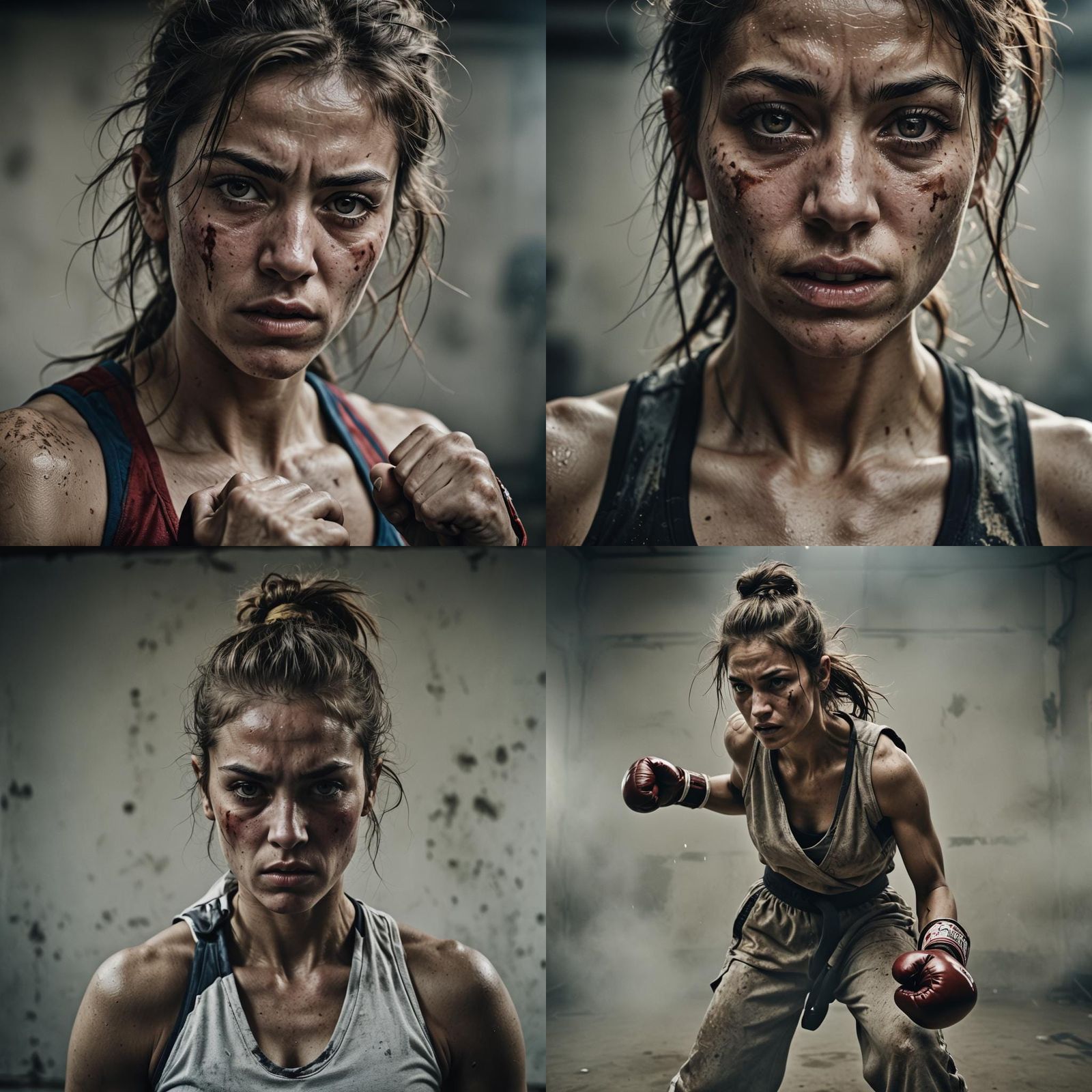 Intense Kickboxing Fight Portrait