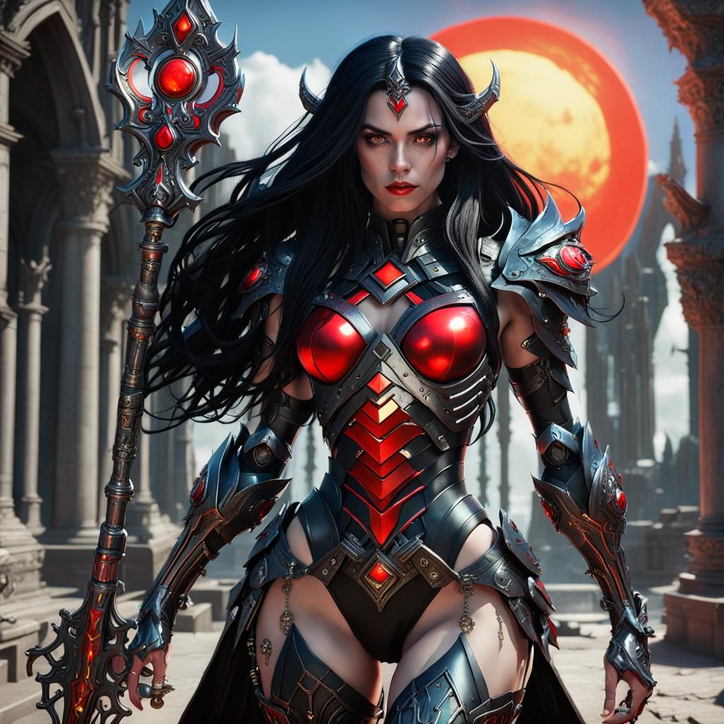 Gothic Fairy in Cyber Armor with Rococo Detail