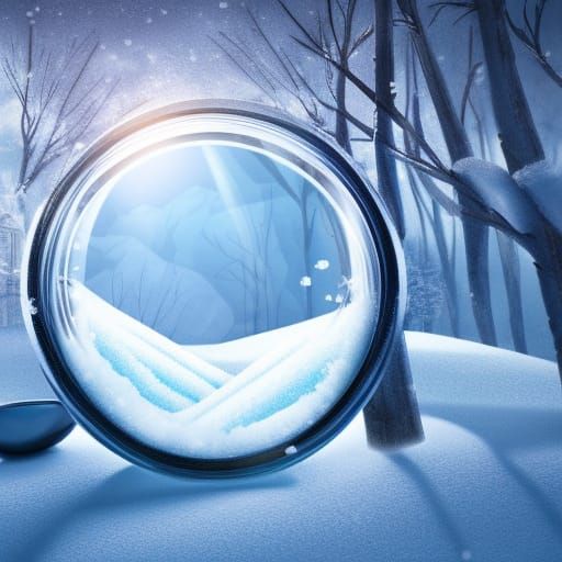 Winter Landscape in Glass Jar: Detailed Matte Painting