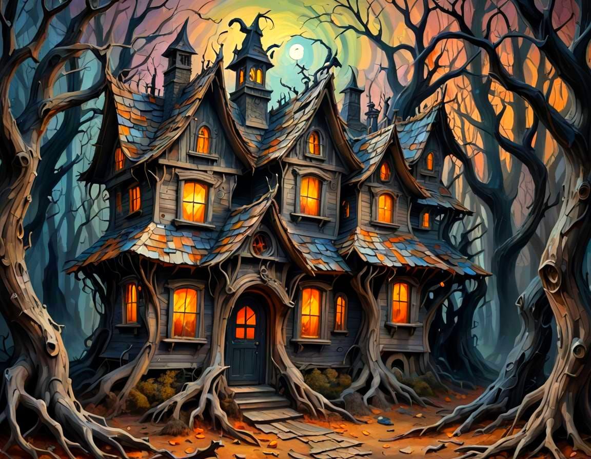 Menacing Halloween House Transformation in Forest