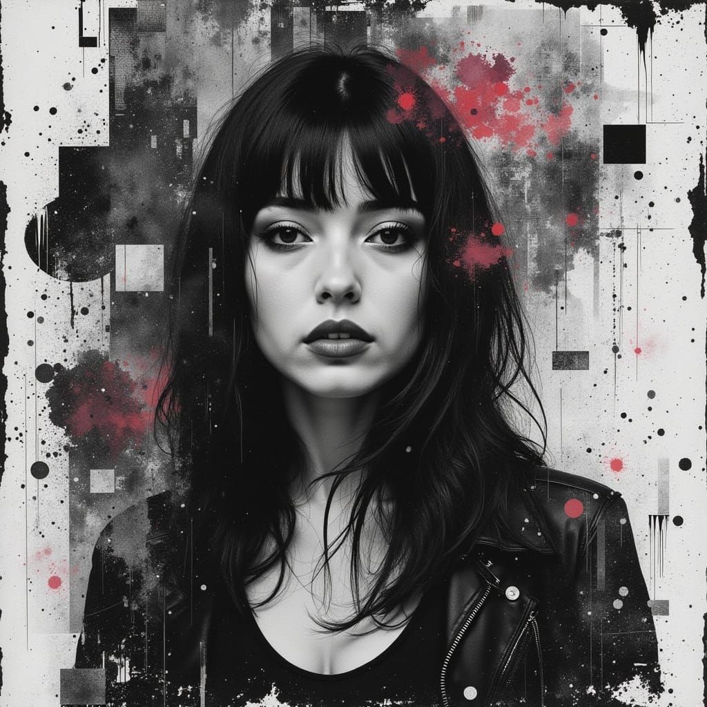 Grungecore Goddess in Pastel Goth Double Exposure