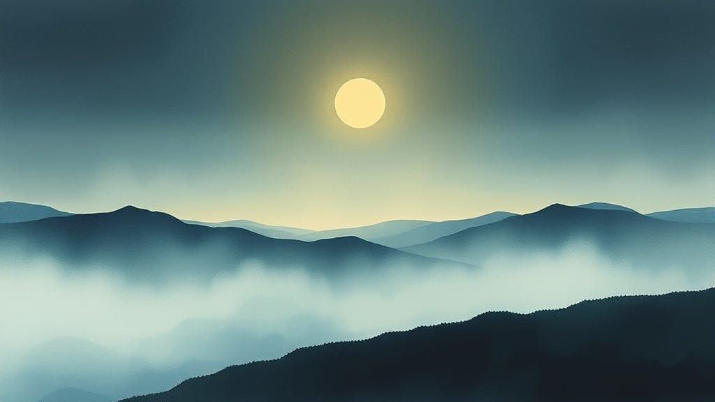 Ethereal Minimalist Moonlit Landscape