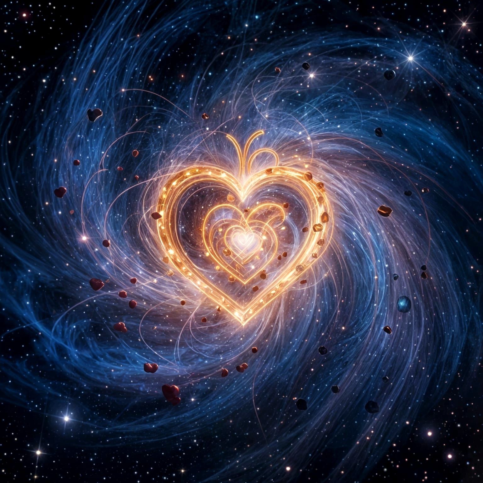 Cosmic Heart Portal Journey Through Starry Nebula
