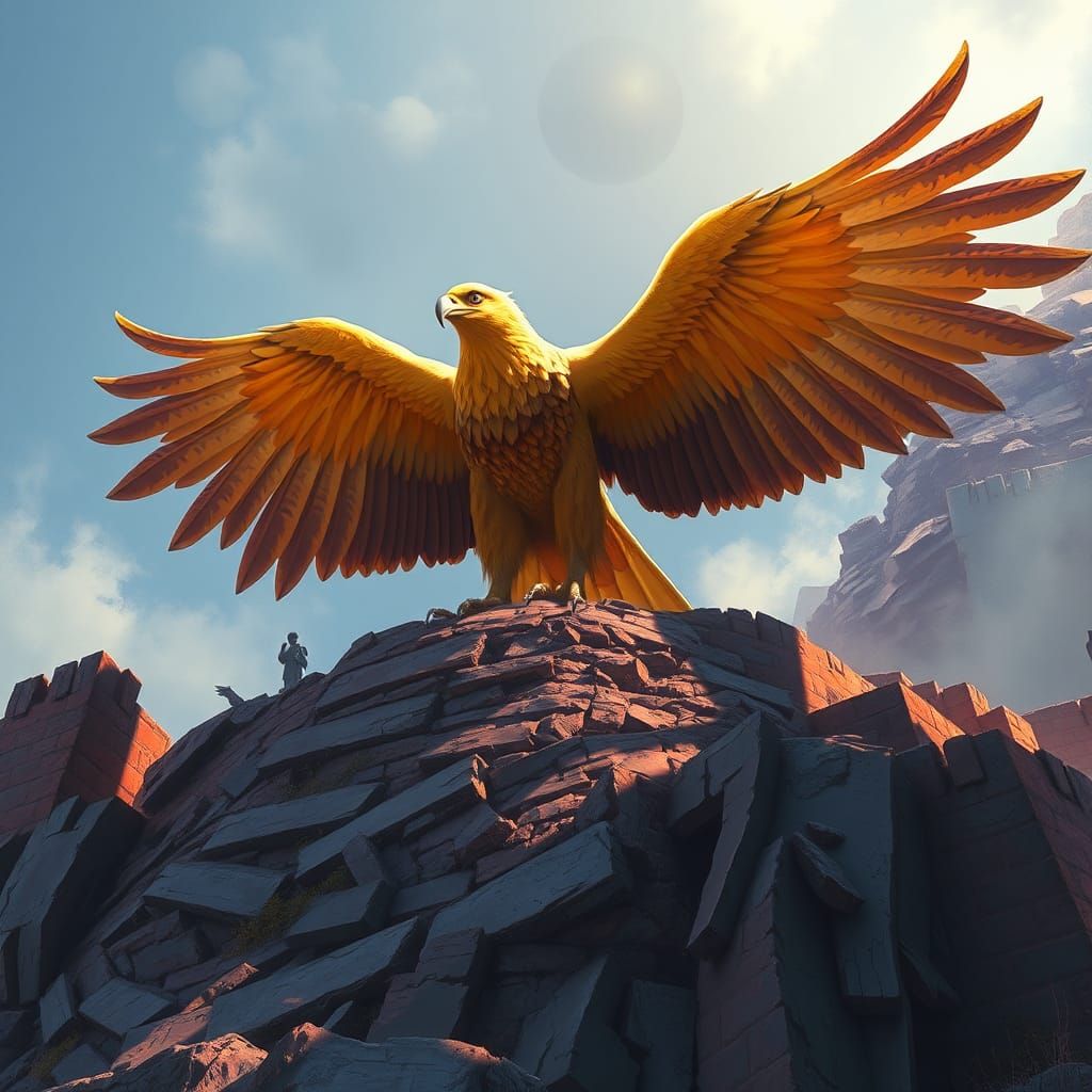 Majestic Eagle Spreads Wings in Matte Painting Style