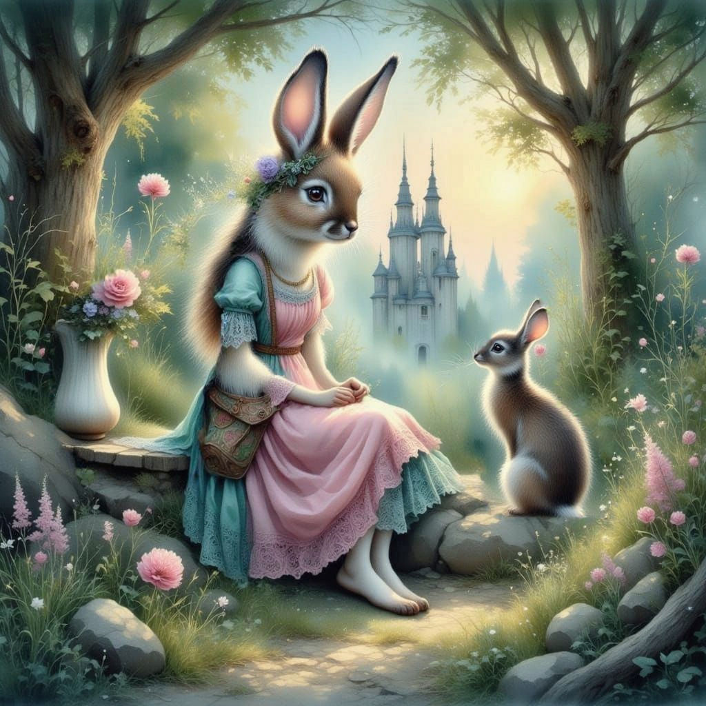 Whimsical Hare Village in Fantasy Setting