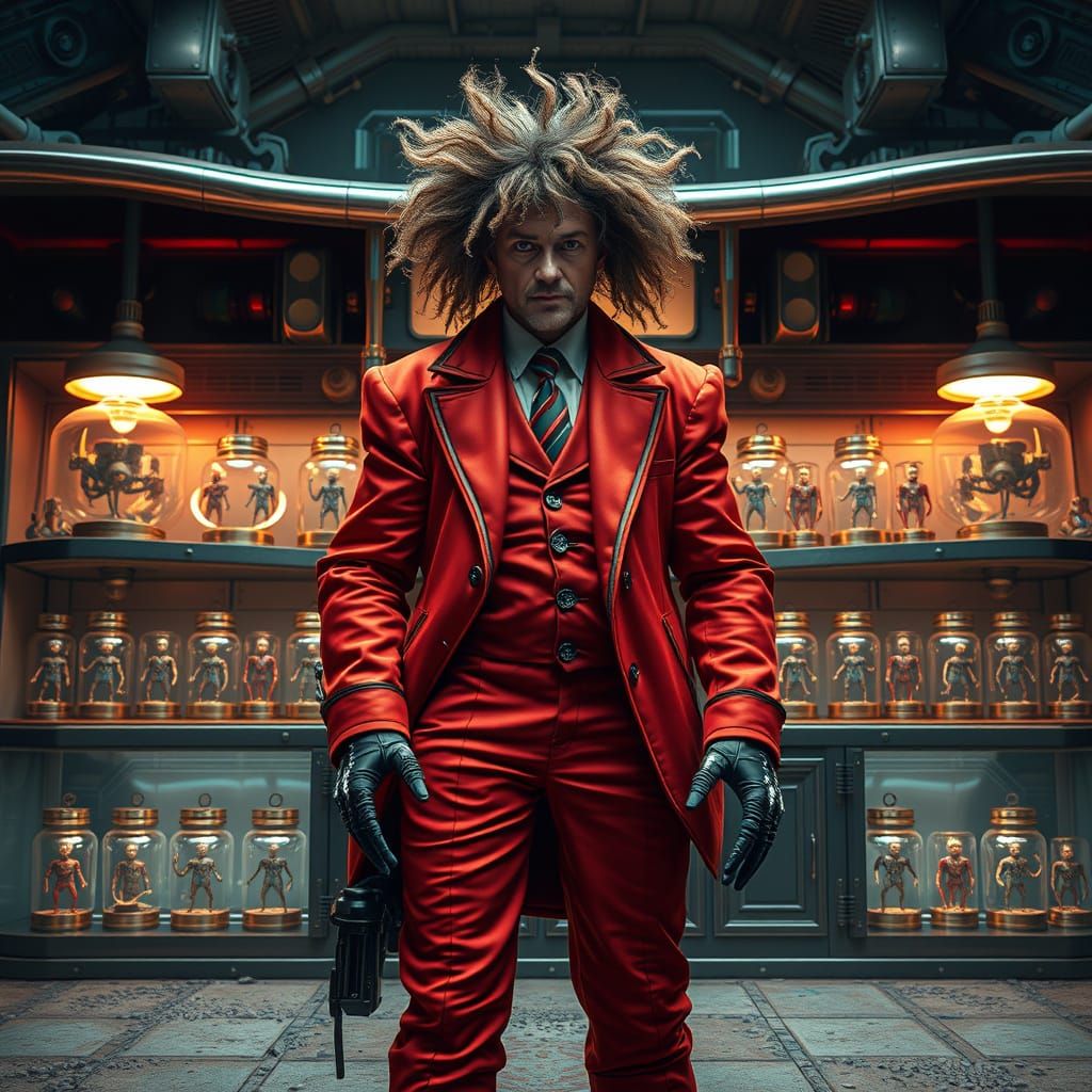 Alien Market with Miniature Humans in Sci-Fi Style