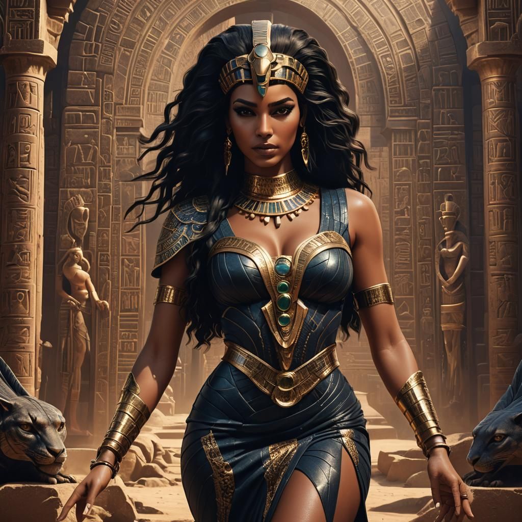 Sensual Egyptian Cobra Goddess in Detailed Matte Painting