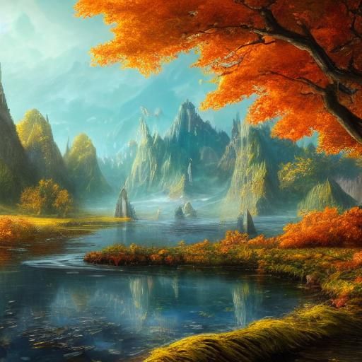 Autumn Landscape Encased in Glass Ball