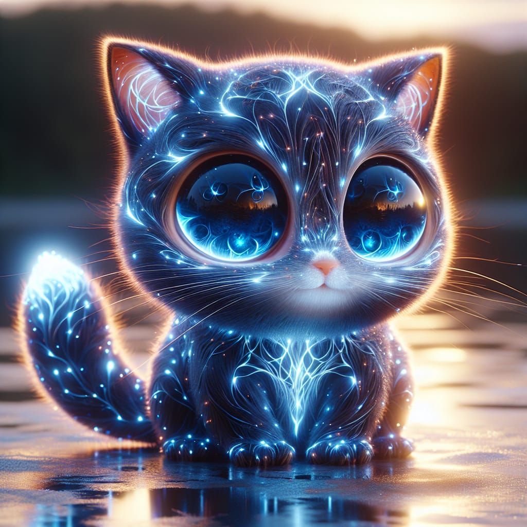 Glowing Lightning Cat Creature in High-Resolution CGI