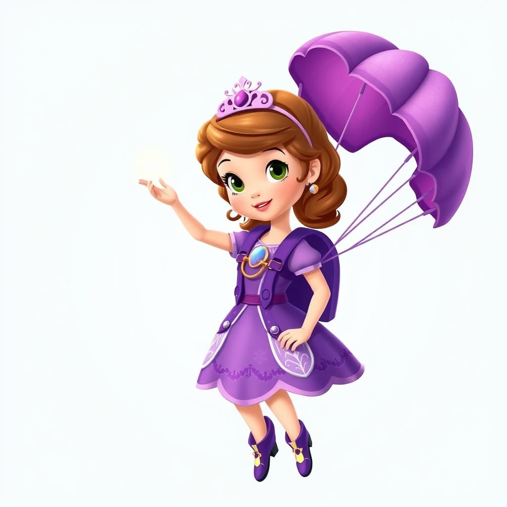 Princess Sofia with Purple Parachute, Whimsical Style