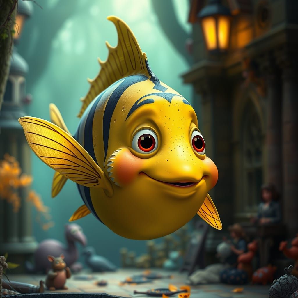 Angelfish Character in Gothic Fantasy Style