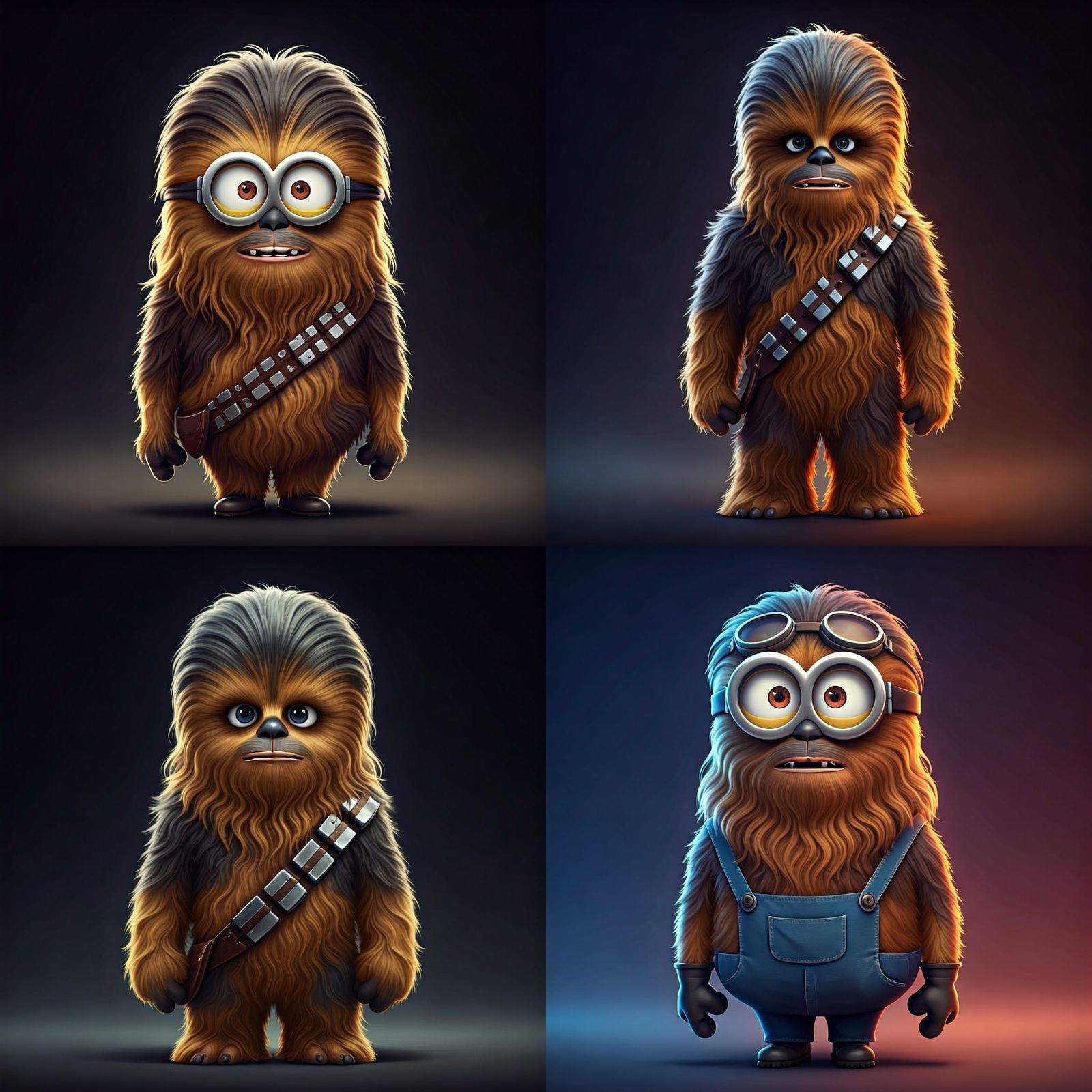 Furry Chewbacca Minion in Pixar 3D Style