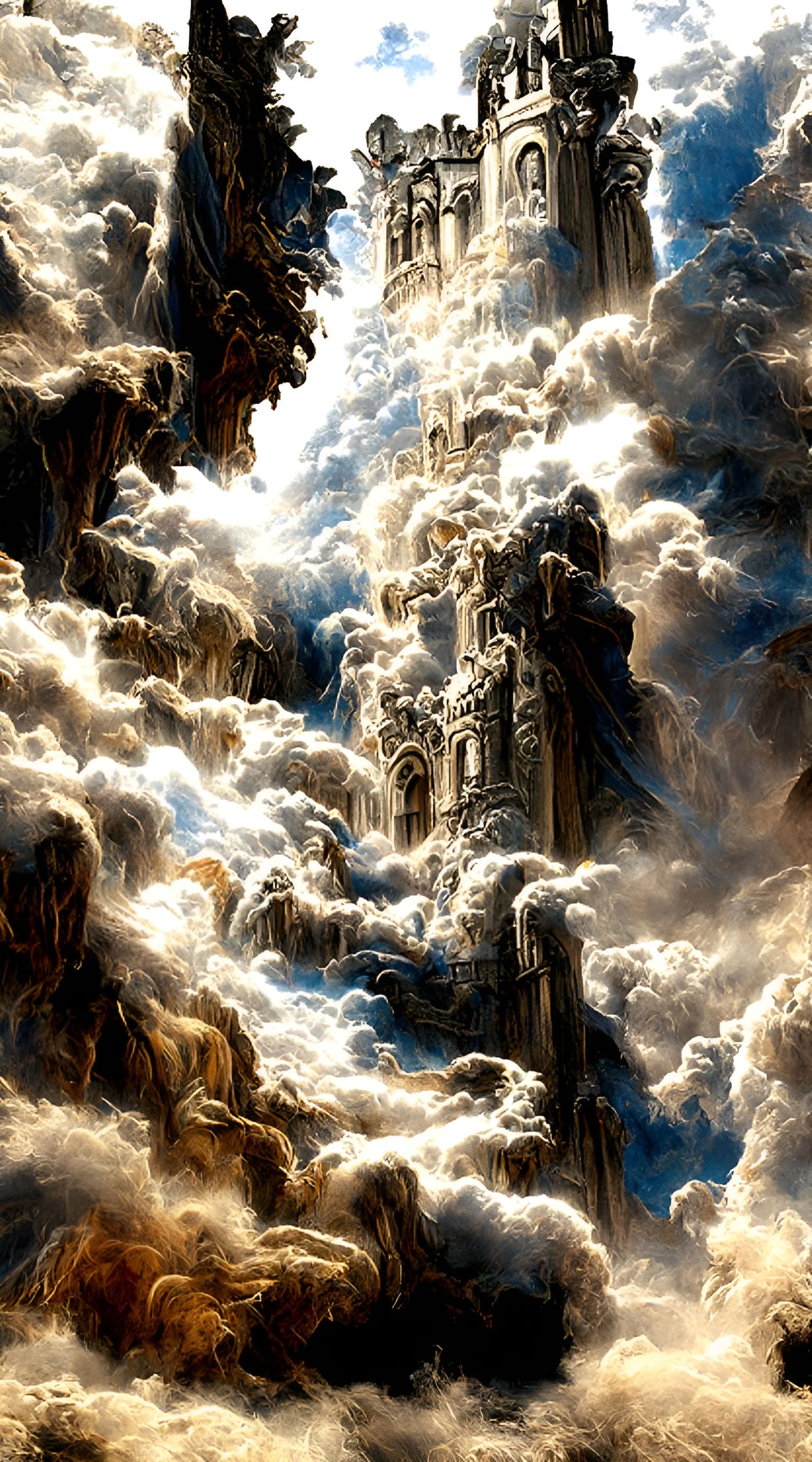 Gothic Castle Grand Entrance with Heavenly Light
